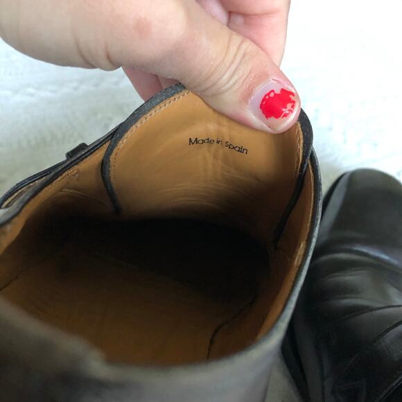 Magnanni Single-Monk Strap Dress Shoes 9 ½ B Burnished Dark Brown Leather Spain - Picture 9 of 12